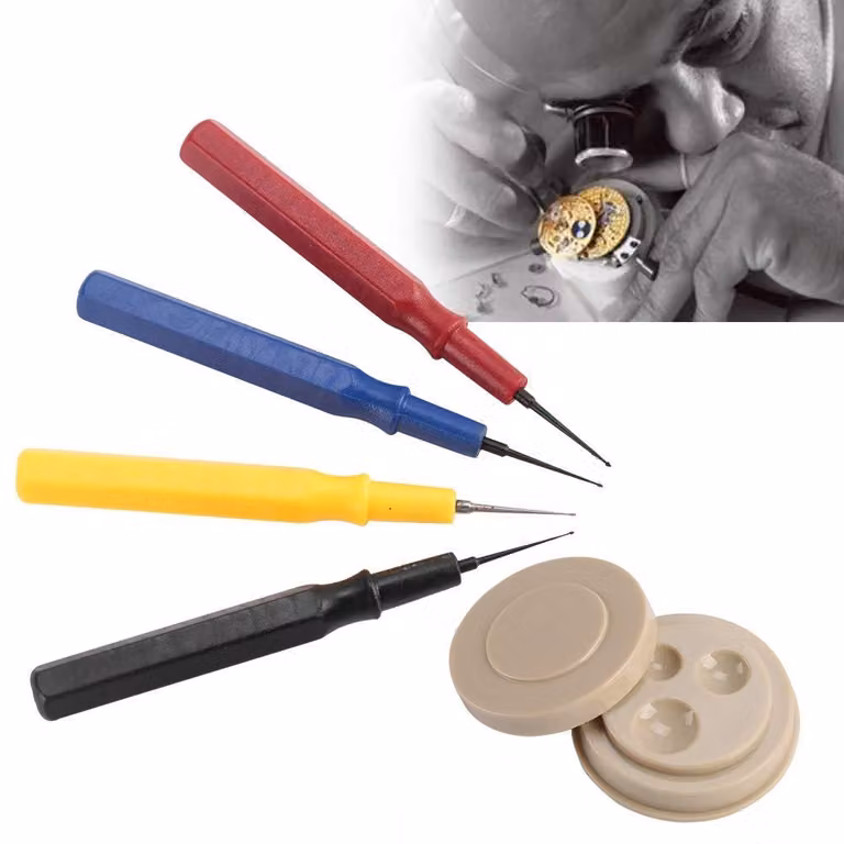 Kit per la riparazione di orologi, composto da olio per orologi, pennarelli per olio e applicatore per olio