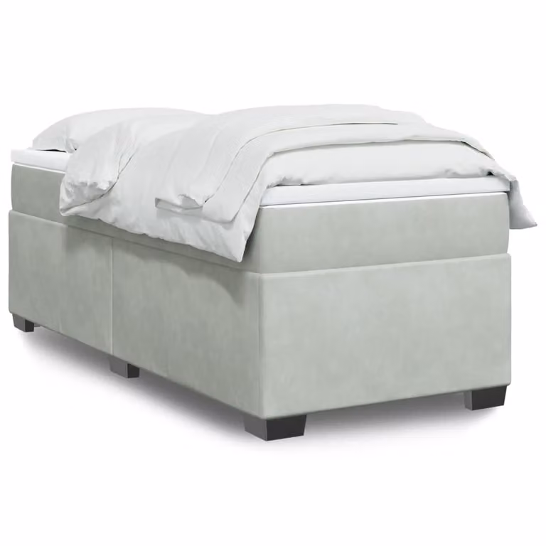 vidaXL Giroletto a Molle con Materasso in Velluto Grigio Chiaro L: 200 cm, P: 80 cm