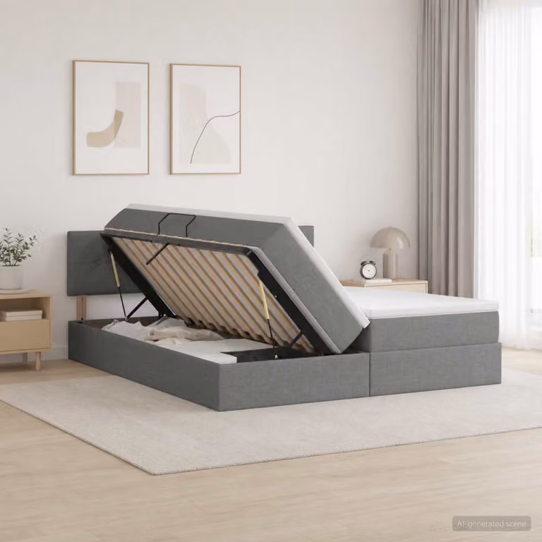 Letto con contenitore vidaXL Grigio Scuro con illuminazione LED e porta USB, L/P: 200 x 200 cm