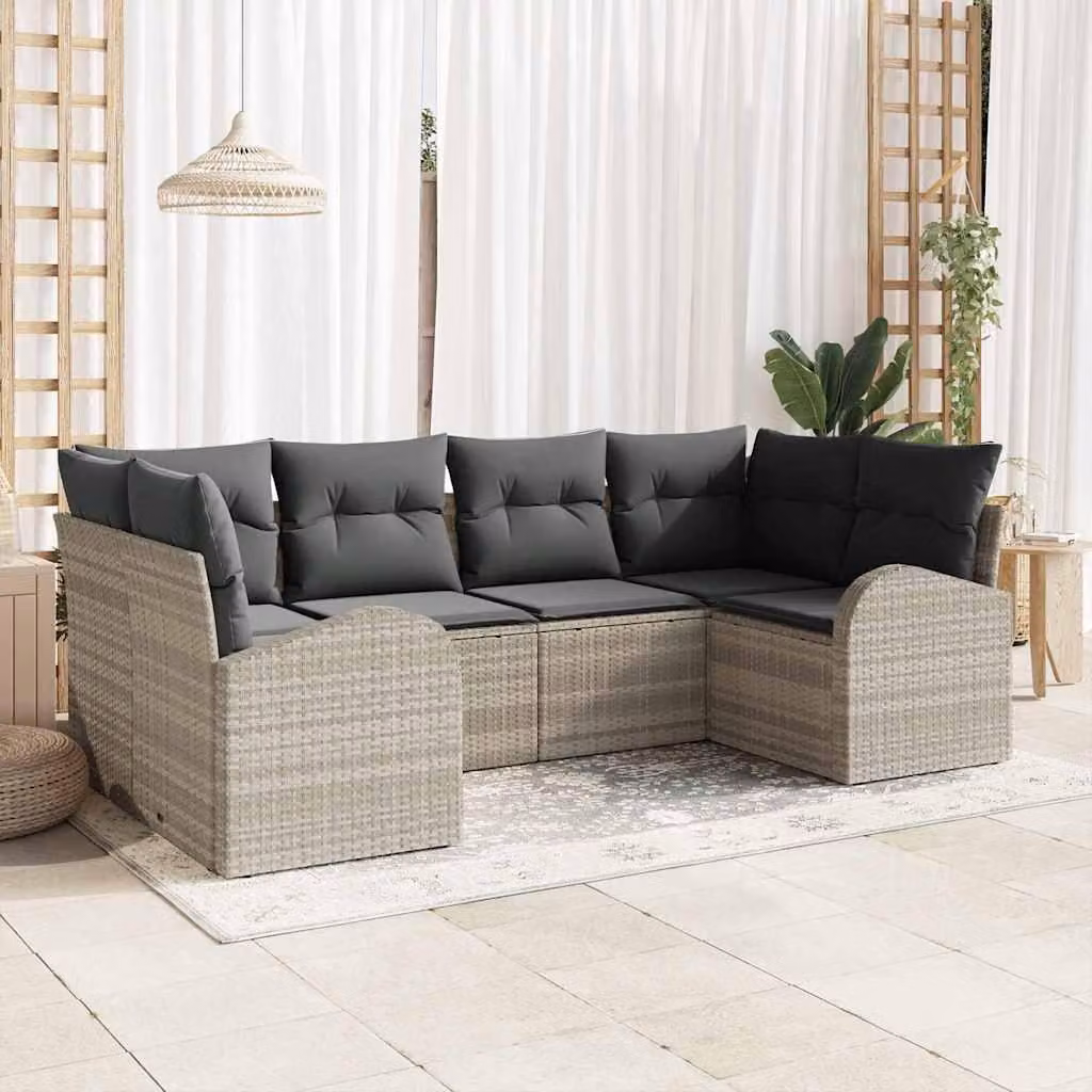 Maison Exclusive - Set da giardino per divano, 6 pezzi, 6 posti, color grigio chiaro, in rattan sintetico