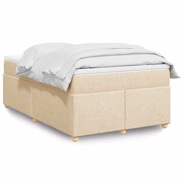 vidaXL Giroletto a Molle con Materasso in Tessuto Beige e Bianco, L/P: 120 x 200 cm