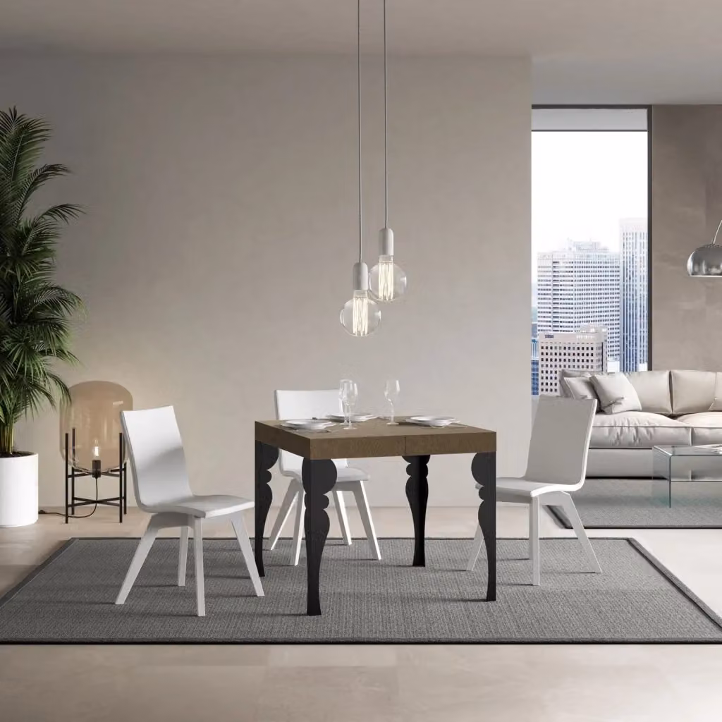 Tavolo Allungabile Moderno GIORDANOSHOP Beige con Telaio Antracite L/P/H: 90 x 90-246 x 77 cm – 2