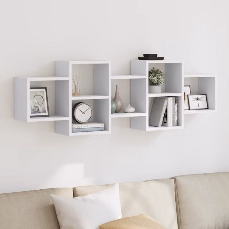 Scaffale a parete moderno vidaXL in MDF bianco L: 129 cm, P: 42 cm, H: 18 cm