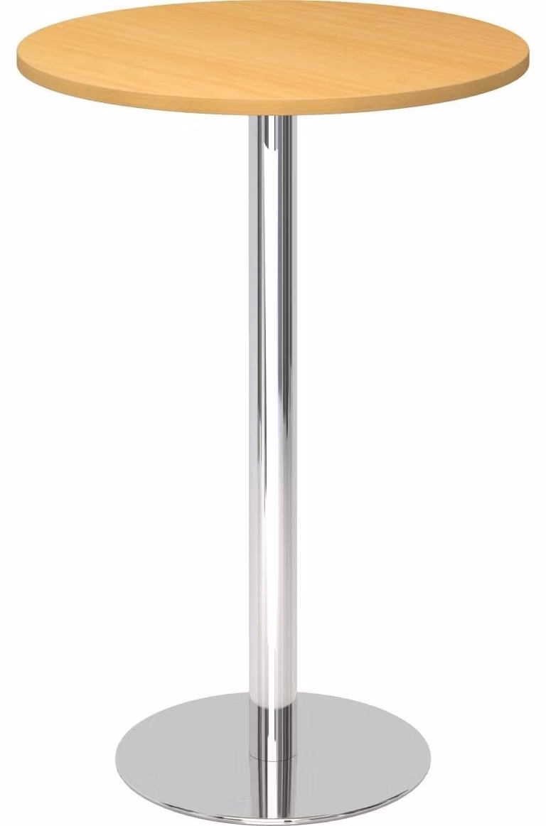Tavolo da conferenza modulare BISTRO H80R C, impiallacciatura di faggio, struttura in cromo, diametro 80 cm