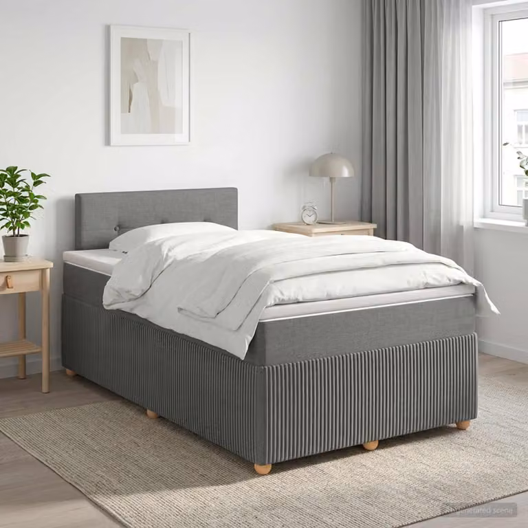 Letto box spring vidaXL con materasso a molle insacchettate, Grigio e Bianco, L/P/H: 120 x 200 cm