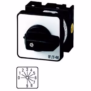 Interruttore di codifica Eaton, T0, 20 A, montaggio su quadro, 4 moduli, contatti: 8, 30°, con scatto, con posizione 0, 0-9, codice articolo 15602 031741