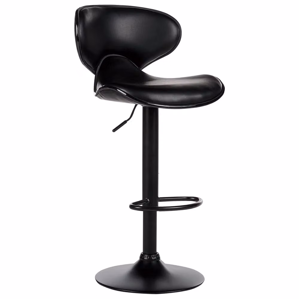 Set di 2 sgabelli moderni Glamour BELIANI in ecopelle nera con struttura in metallo regolabili in altezza – 2