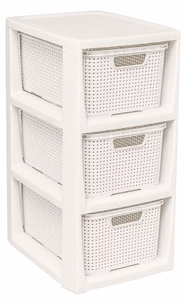 Pannello in rattan con 3 cesti estraibili