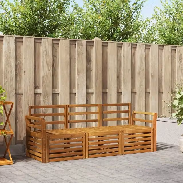 Set divani 3 pz Naturale Legno di Acacia Massello 3374289