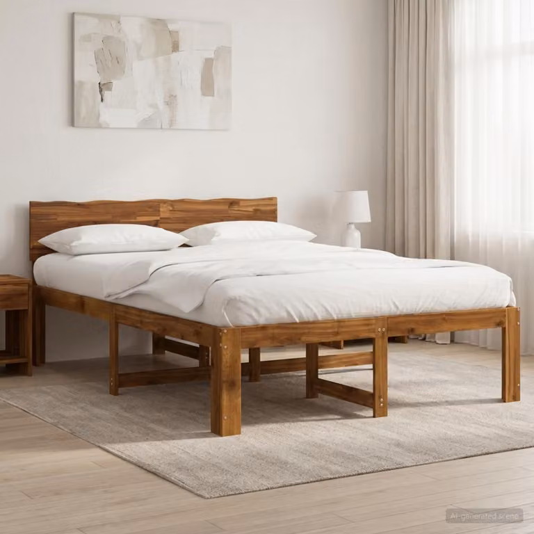 Letto matrimoniale con testiera vidaXL ROSTOCK in legno di acacia naturale L 120 x P 200 cm