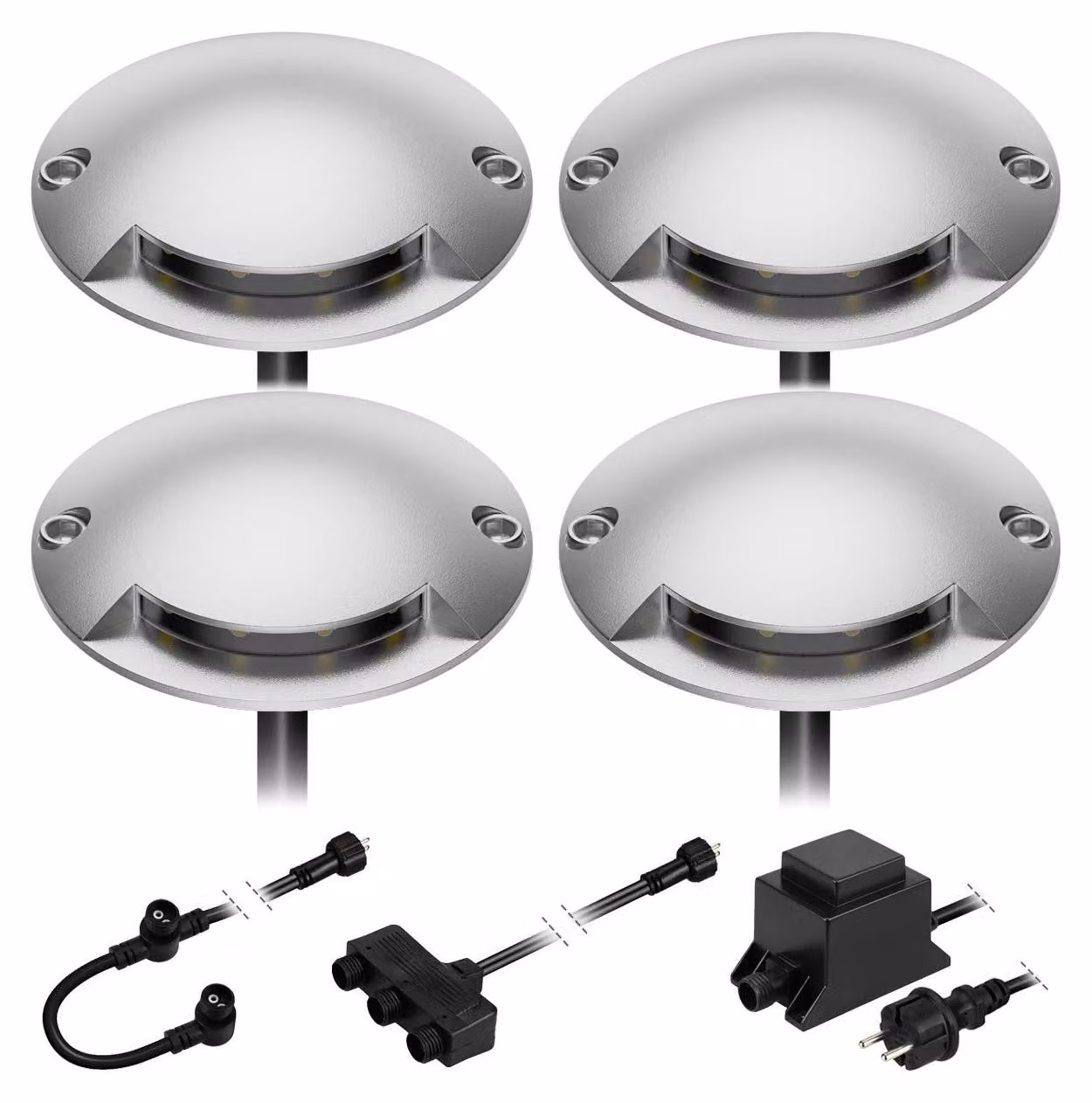 ledscom.de, faretto da incasso a pavimento Bunda, 1 luce, per esterni, resistente al passaggio, luce bianco caldo, set da 4 – 1 luce / Colore della luce: bianco caldo