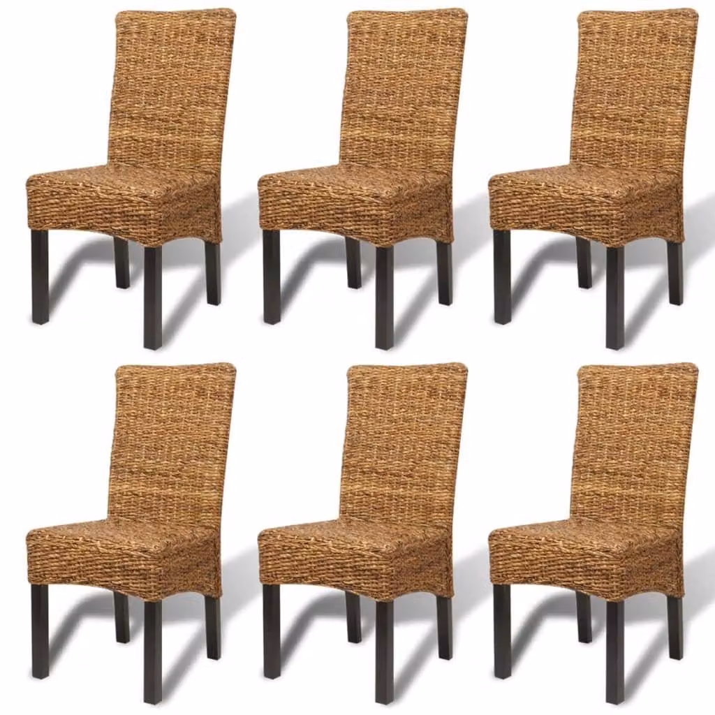 Sedia da pranzo - Sedia per la sala da pranzo - Sedia da cucina - Sedia - Sedia a conchiglia - Set da 6 - Seduta in abaca intrecciata a mano