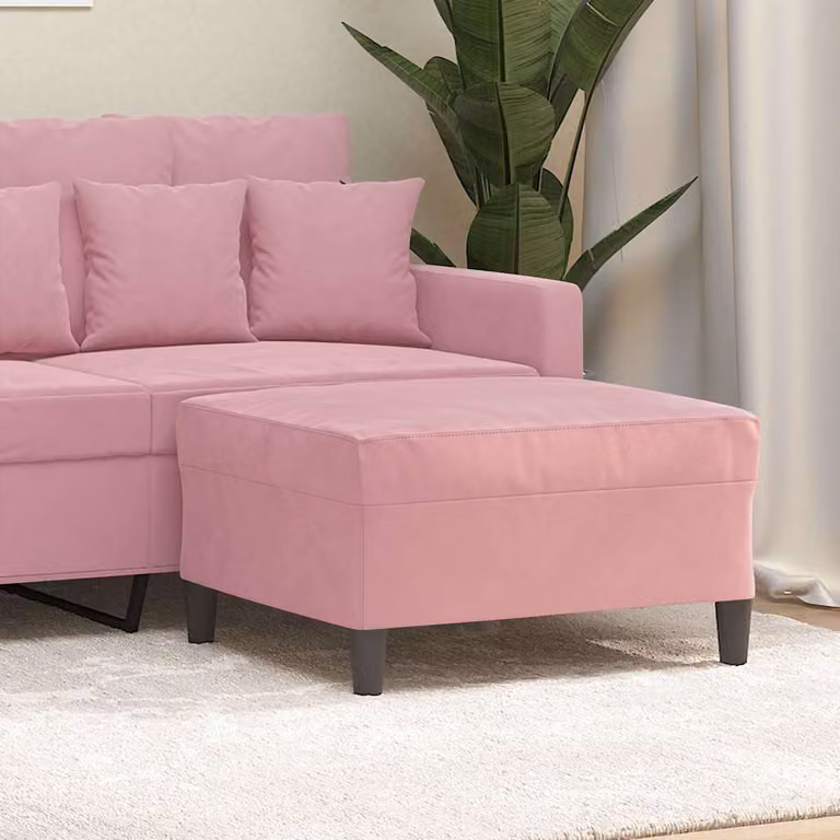 Poggiapiedi vidaXL in velluto rosa per soggiorno e camera da letto L: 70 cm, P: 55 cm, H: 41 cm