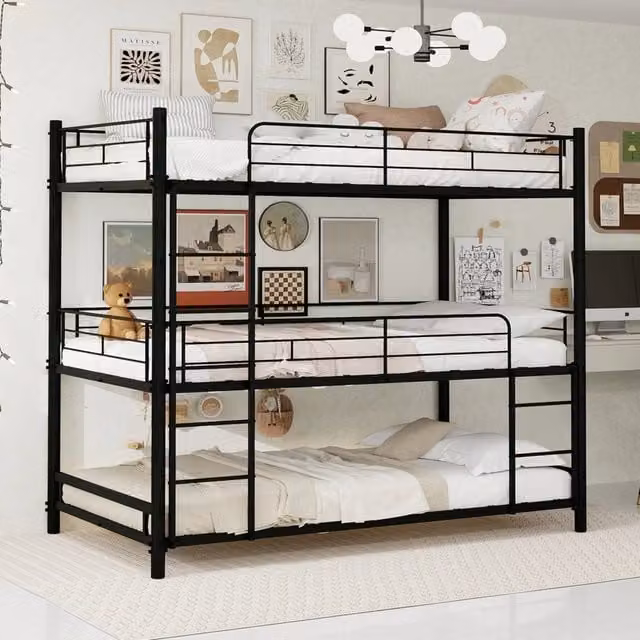 letto a castello in ferro nero 92 x 192 cm
