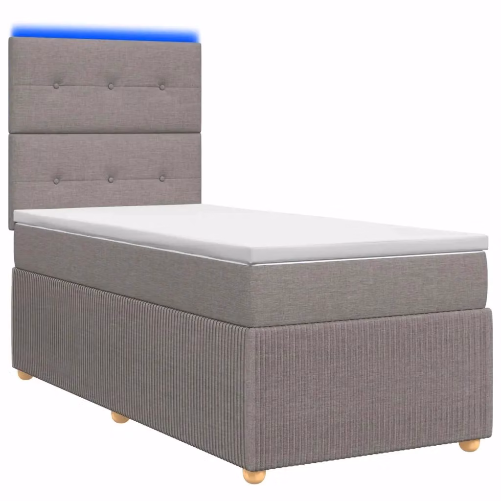 Letto Box Spring vidaXL con Materasso Ibrido e Illuminazione LED, Colore Grigio, L/P: 100 x 200 cm – 2