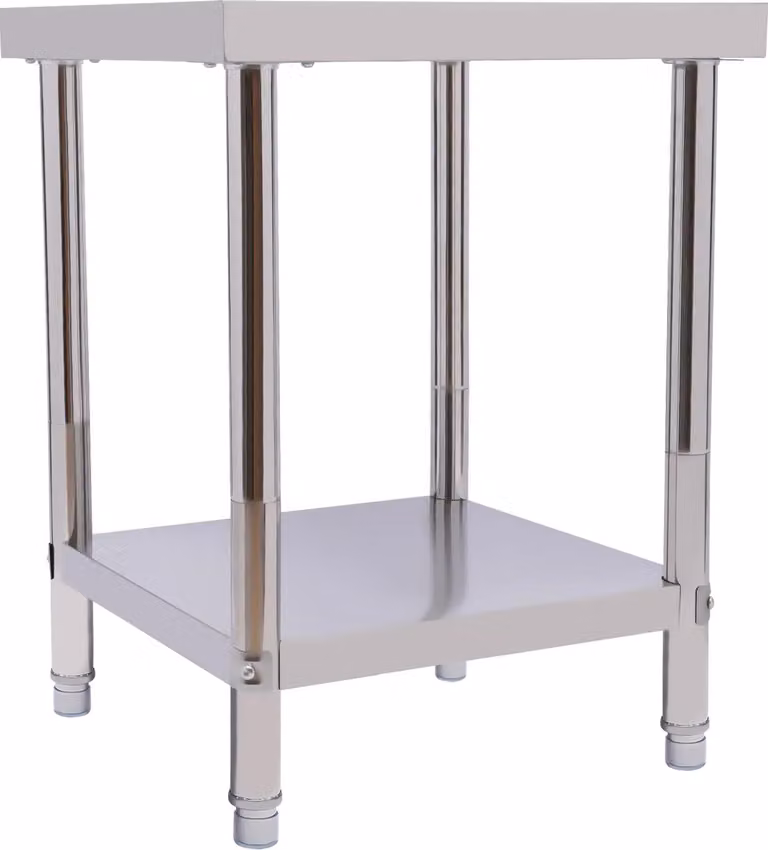 Tavolo da lavoro, acciaio inossidabile resistente, design spazioso, argento