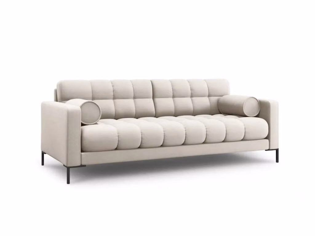 Divano 3 posti Bali Cosmopolitan Design in tessuto beige con struttura in metallo e cuscini inclusi L: 177 cm, P: 75 cm, H: 92 cm – 2