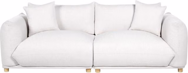 Divano moderno BELIANI in velluto bianco per soggiorno con cuscini decorativi e coperture rimovibili L: 220 cm, P: 75 cm, H: 72 cm