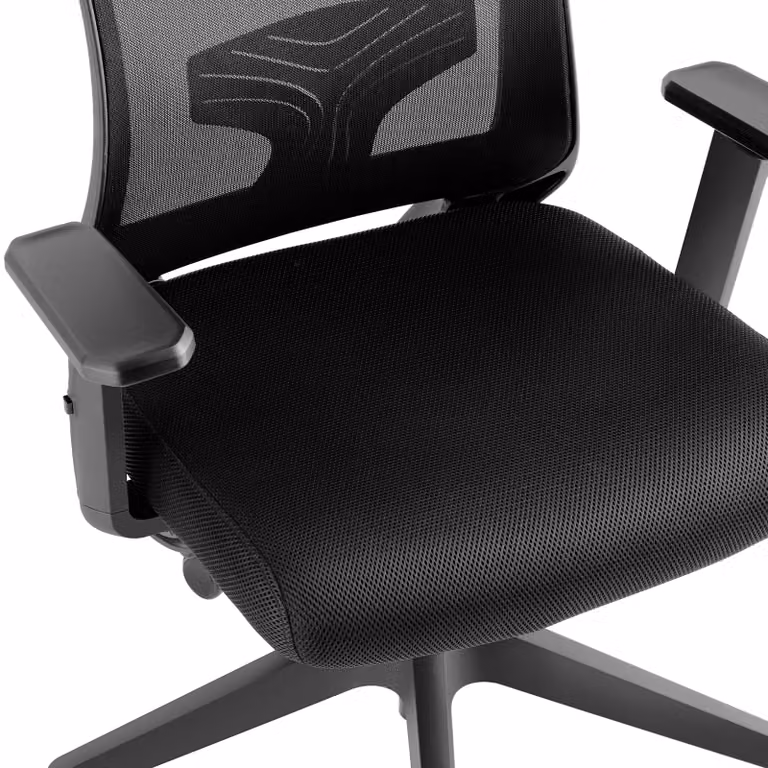 Sedia da ufficio ergonomica Tectake Phoibe nera con poggiatesta regolabile e seduta in tessuto