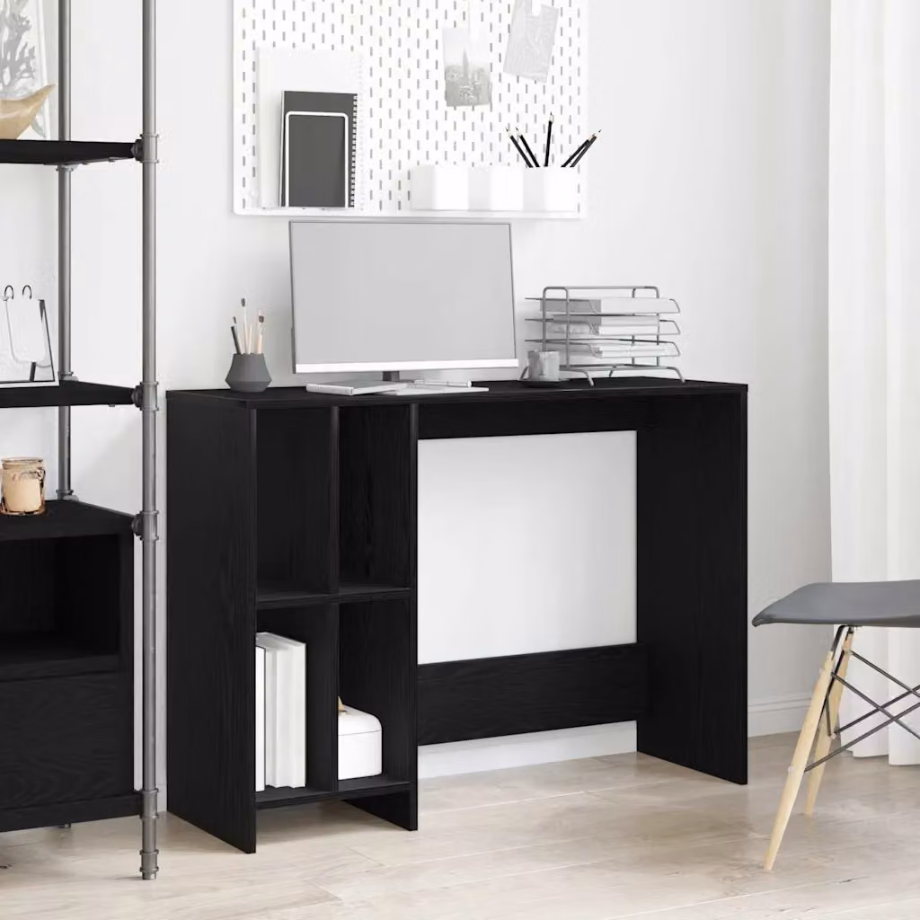 Scrivania moderna vidaXL in legno MDF color rovere e nero L: 102,5 cm, P: 35 cm, H: 75 cm