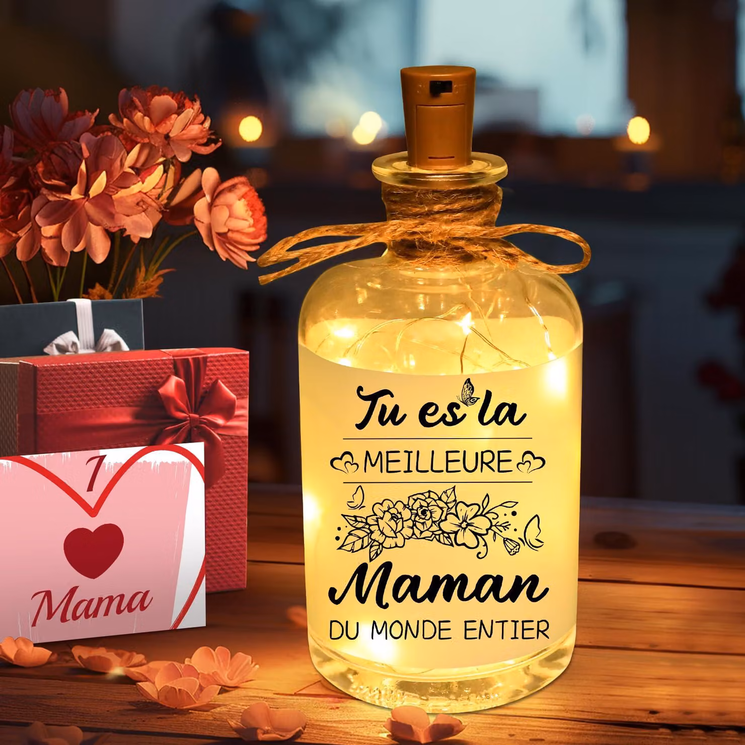 Luce a LED per bottiglie, decorativa, bianca, in vetro, con cavo da 10 cm, senza fili