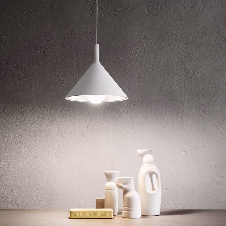 Lampada a Sospensione Barbie S/P Bianco Opaco, Attacco E27, Max 60W, Struttura in Alluminio per Interni - Gea Luce