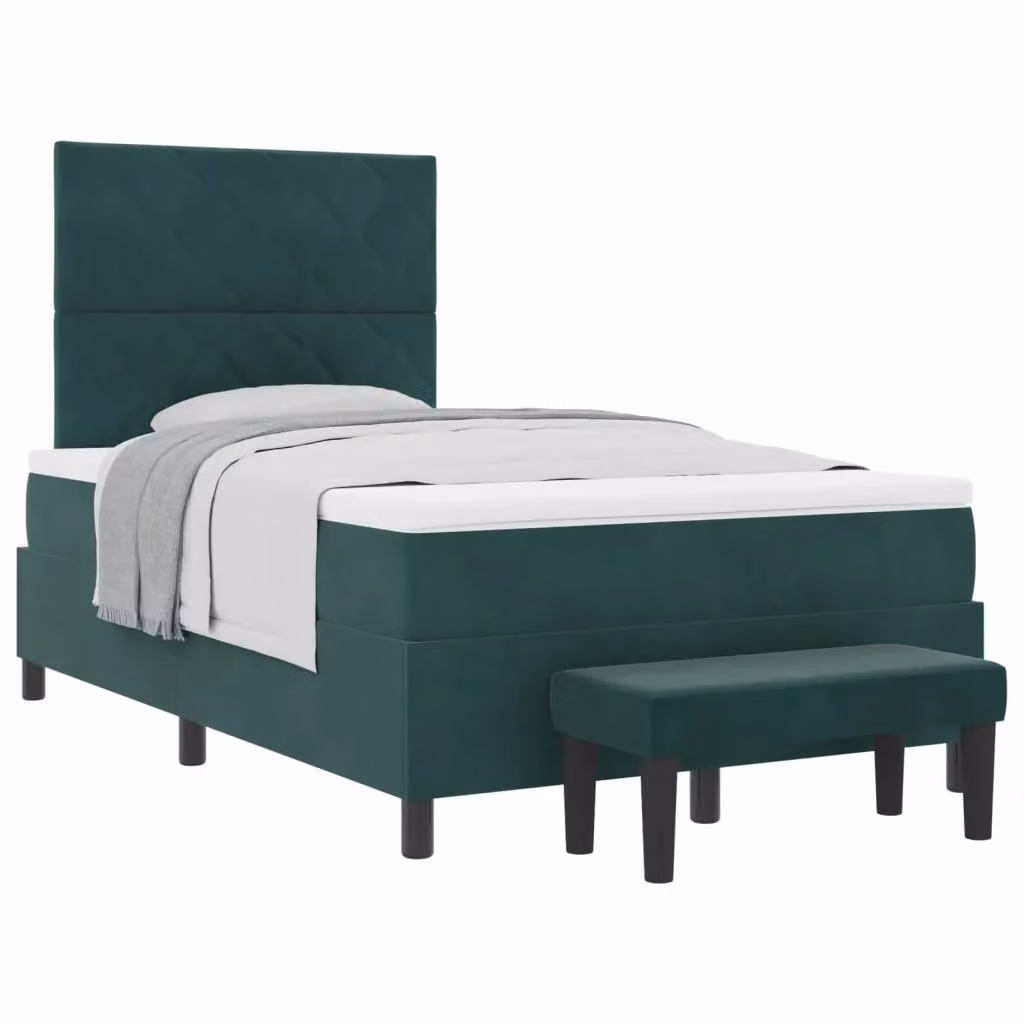 Letto a molle con materasso vidaXL in velluto verde, L 120 cm x P 200 cm x H 128 cm – 2