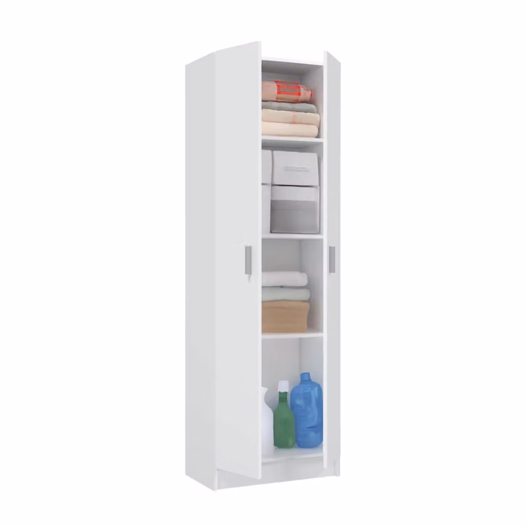 Armadio Multiuso Aragorn DMORA Bianco con 2 Ante e Ripiani Interni L: 59 cm, P: 37 cm, H: 180 cm – 2