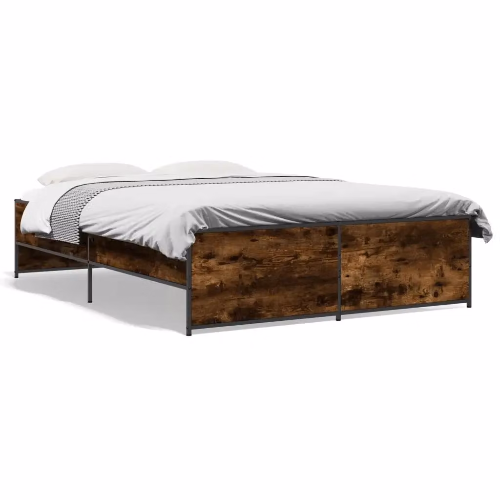 Giroletto vidaXL in legno e metallo color rovere fumo, L 120 x P 200 cm – 2