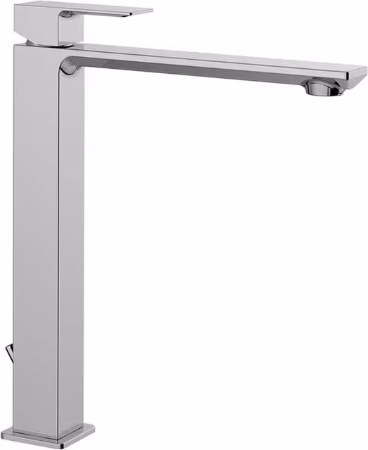 Miscelatore lavabo alto Elle Paffoni in ottone cromato con comando monocomando e scarico automatico, H: 41,3 cm, L: 23,7 cm, P: 17,6 cm