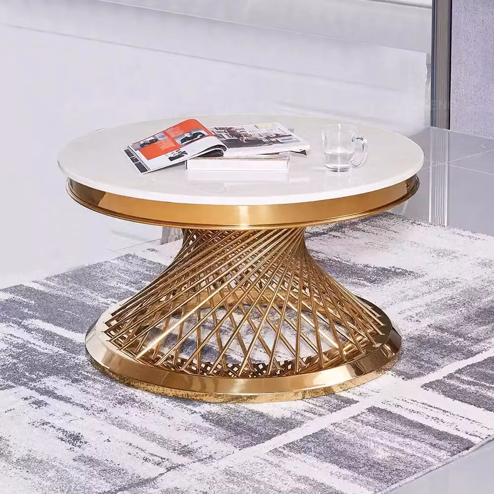 Couchtisch Design Wohnzimmer Luxus Edelstahl Runde Beistelltische Möbel