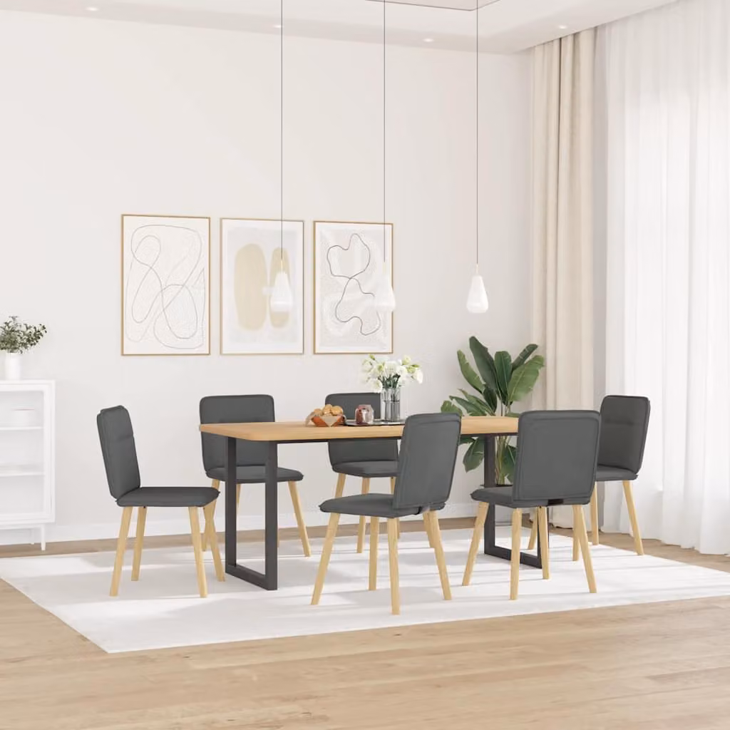 Set di 6 sedie da pranzo vidaXL in tessuto grigio con struttura in legno e metallo per cucina e soggiorno