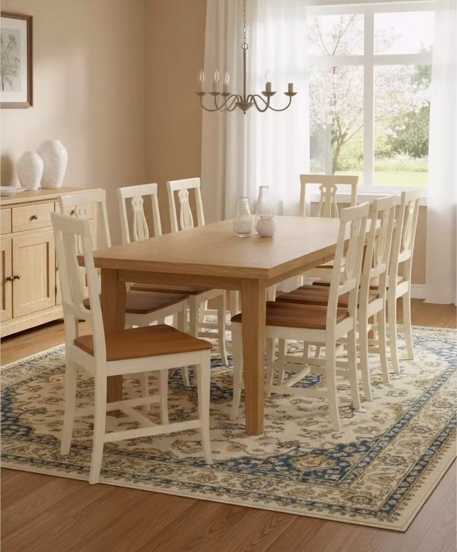 Set di 2 sedie a lira in legno di faggio stile shabby chic bicolore bianco e marrone con seduta in legno Mobili 2G – 3