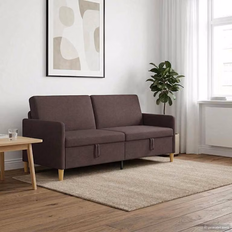 vidaXL Divano Moderno con Contenitore e Seduta a Sollevamento, Marrone, L: 192 cm, P: 78 cm, H: 87 cm