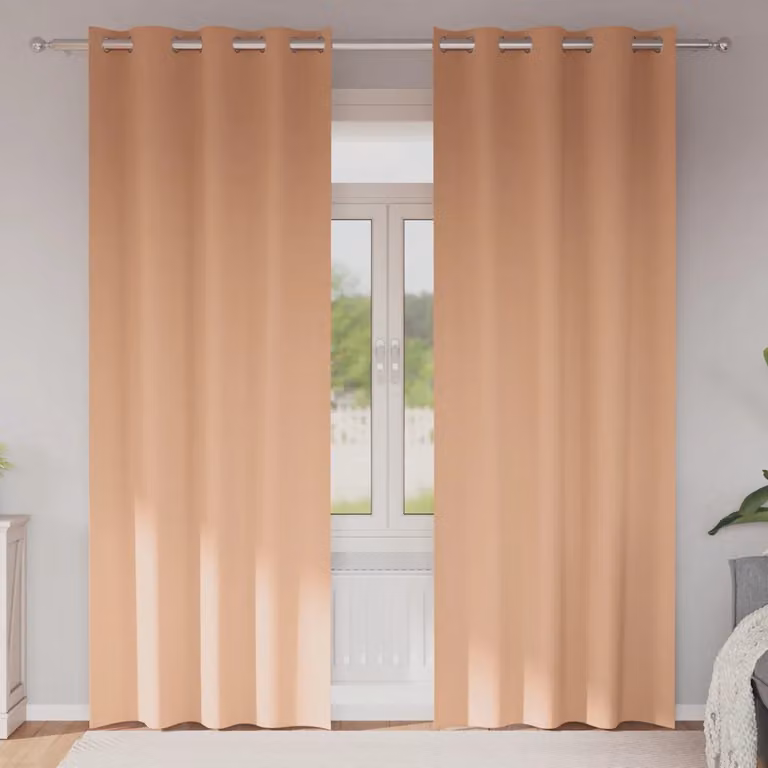 Set di 2 tende blackout vidaXL con anelli in poliestere, colore marrone, H 225 x L 140 cm