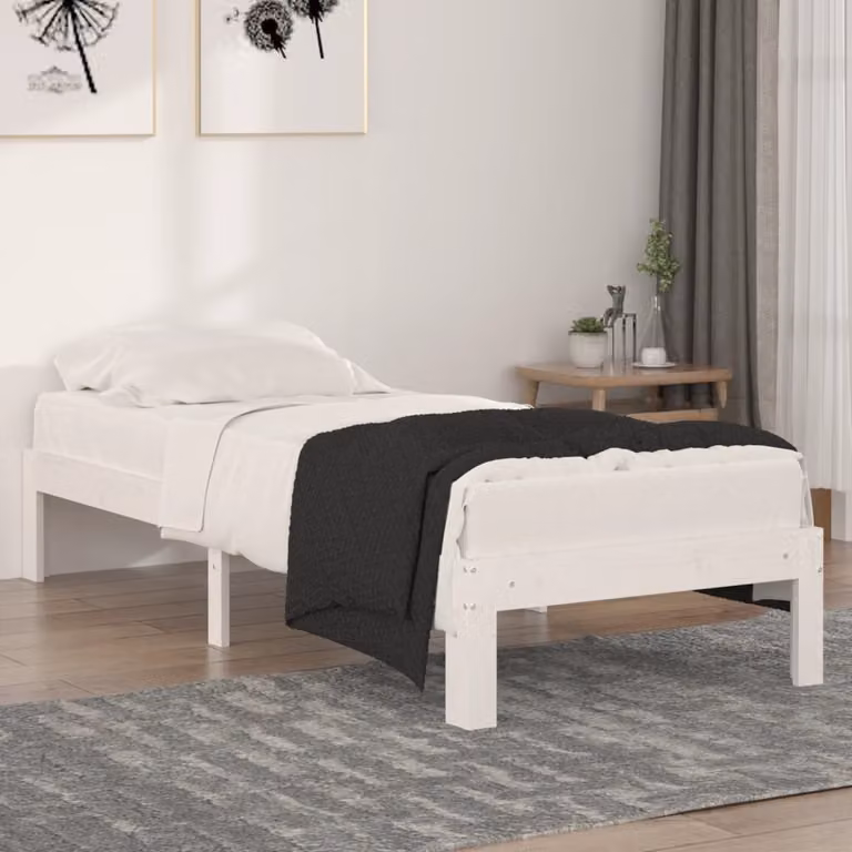 The Living Store Letto in legno massiccio bianco 75x190 cm