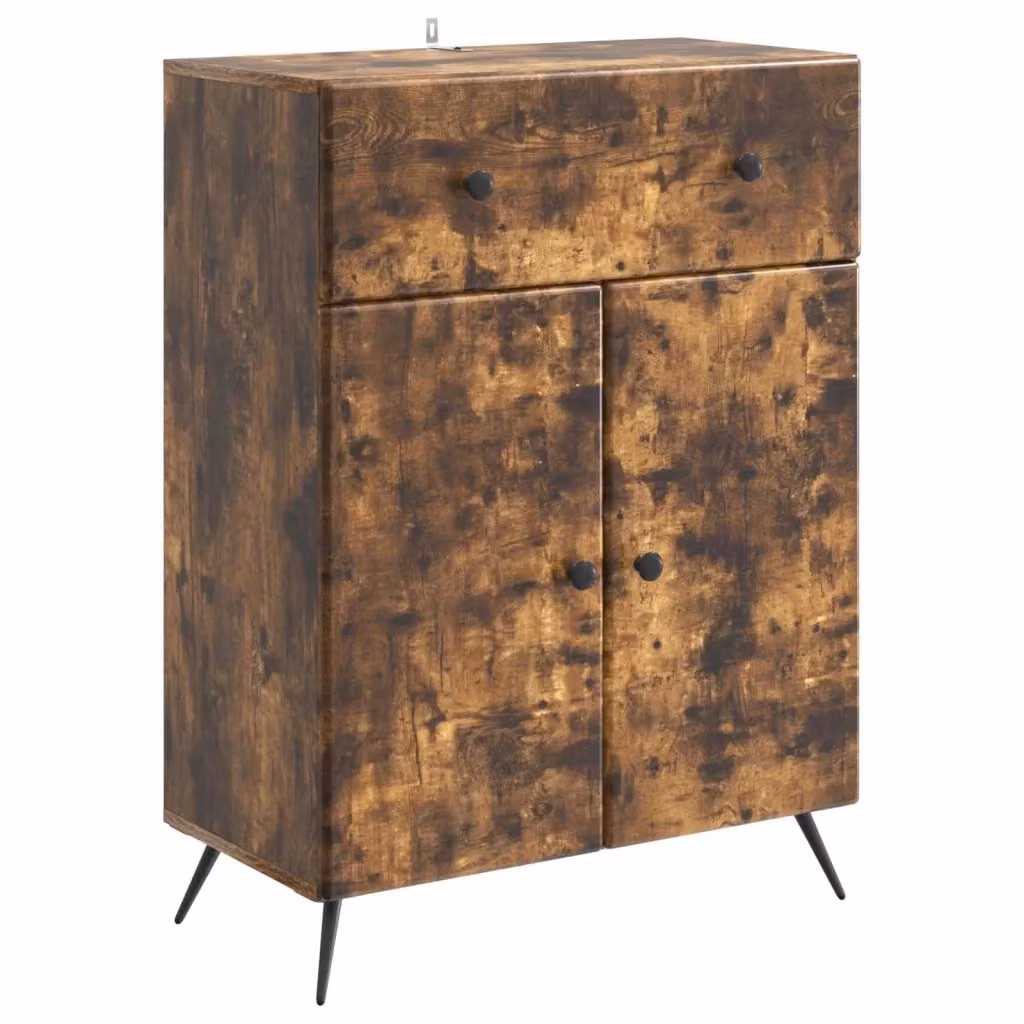Credenza Buffet Design In in Rovere Fumo, Madia Moderna in Legno MDF per Soggiorno e Sala da Pranzo, L/P/H: 66 x 34,5 x 90 cm – 2