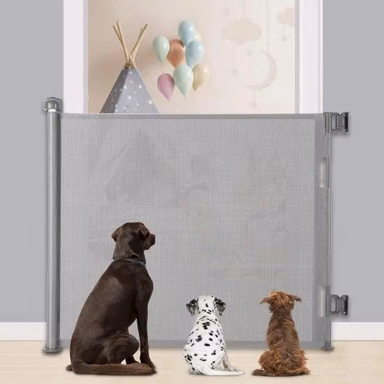 Sistema di sicurezza estensibile MYPIN per bambini e animali, tenda a rullo per scale e porte, grigio, Larghezza: 86 cm, Altezza: 140 cm