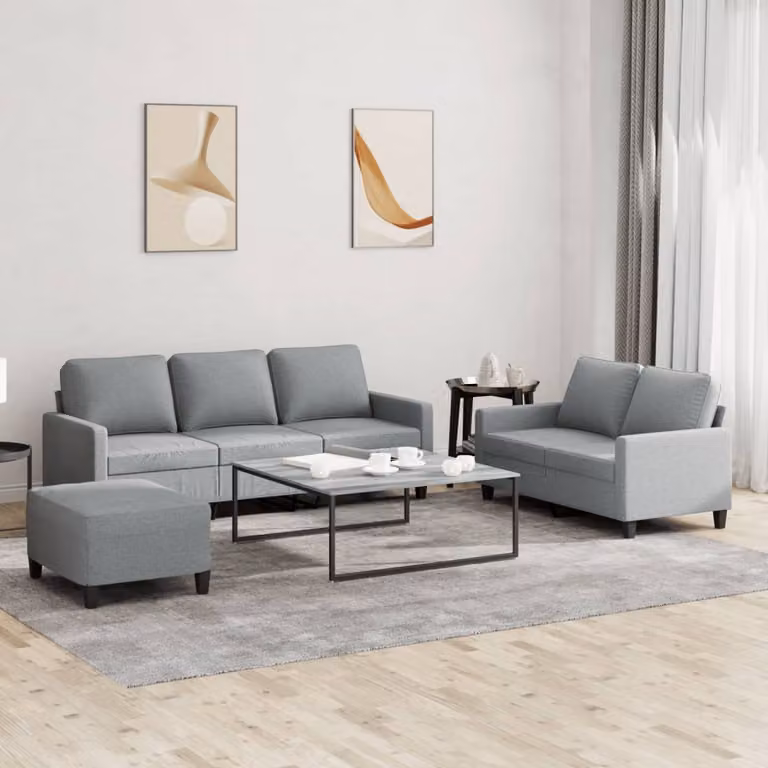 Maison Exclusive - Set divano 3 pezzi con cuscini in tessuto grigio chiaro