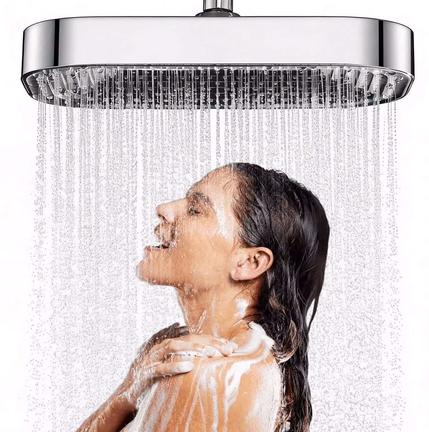 Doccia Regendusche, diametro 13 pollici, cromata, con ugelli in silicone liquido, regolabile a 360°
