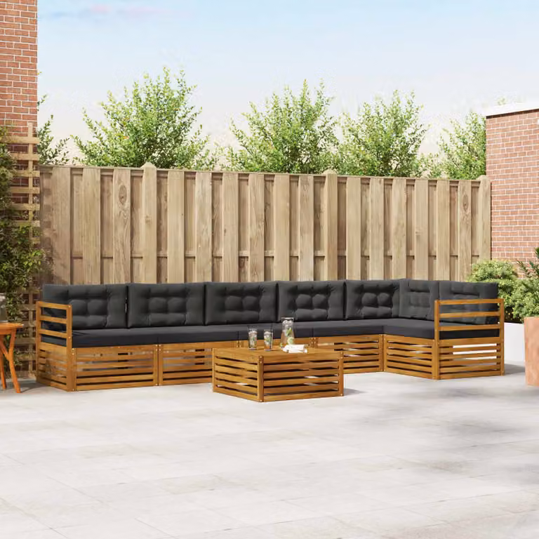 Set di divani da esterno vidaXL 7 pz in legno di acacia con cuscini beige e antracite per giardino e terrazza
