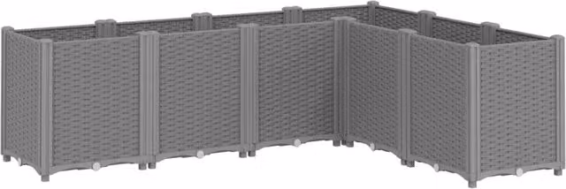 Fioriera letto rialzato piante fiori terrazzo giardino chiaro 160 x 120 x 53 cm polipropilene grigio 02_0038531