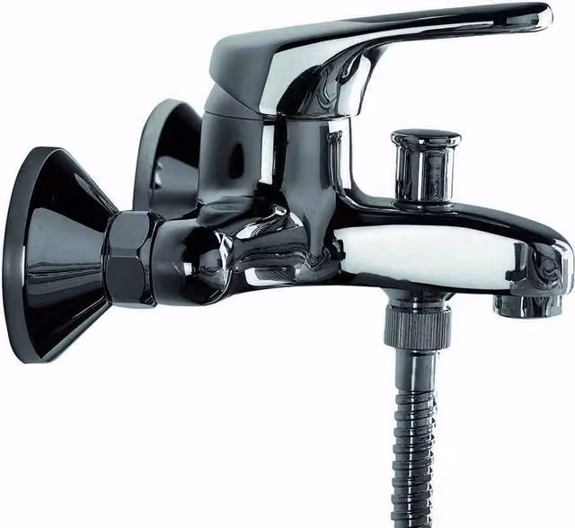 Rubinetto esterno per vasca o doccia Ideal Standard serie Idroplan in ottone cromato argento con beccuccio orientabile