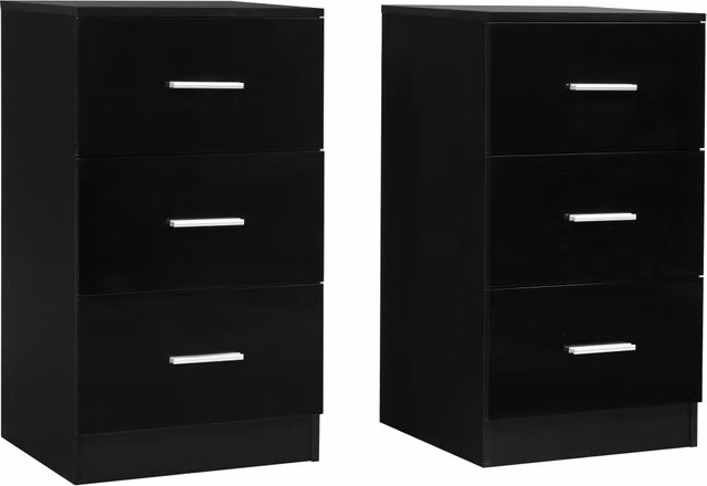 Set di 2 schedari moderni in metallo neri per ufficio o casa L: 37,1 cm, P: 34,2 cm, H: 66,5 cm