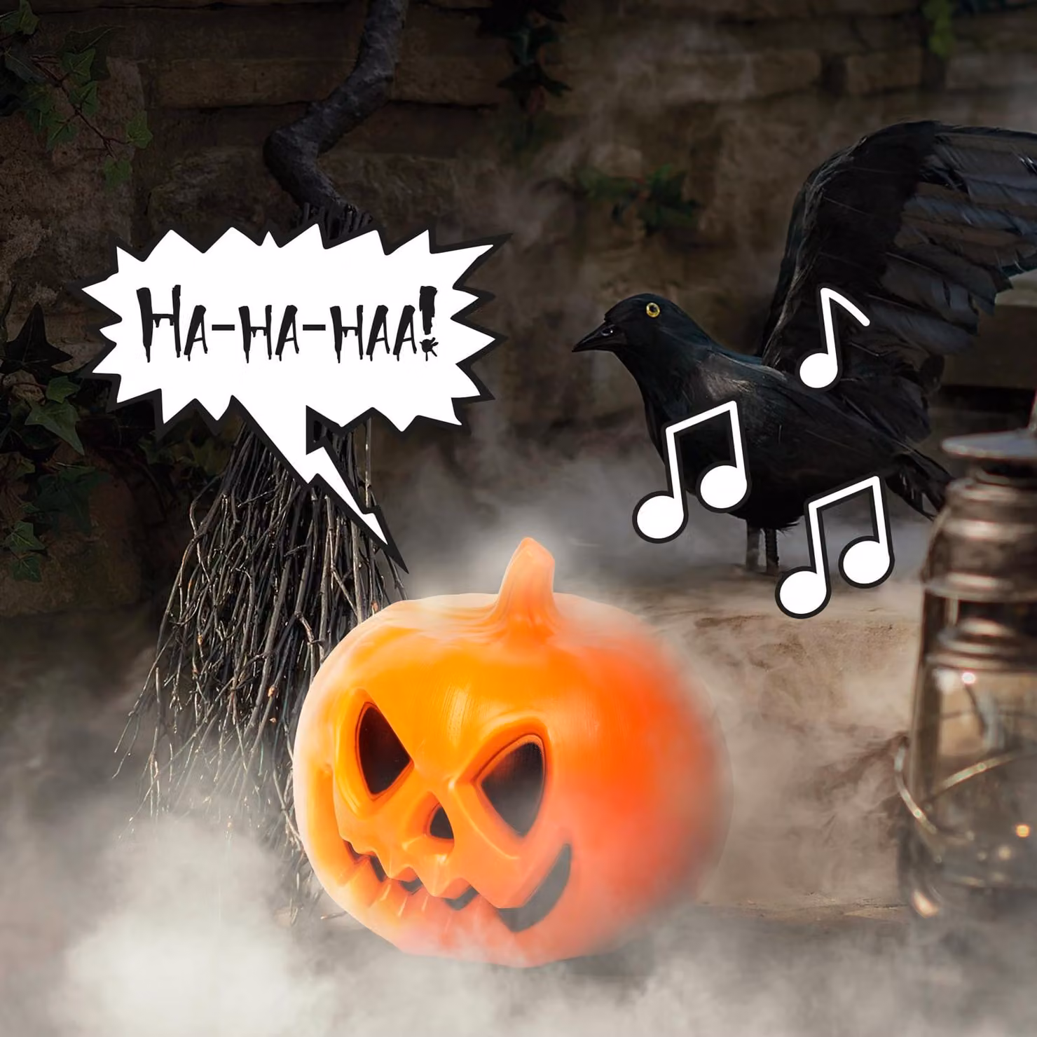 Lanterna di Halloween con effetti sonori e luci LED
