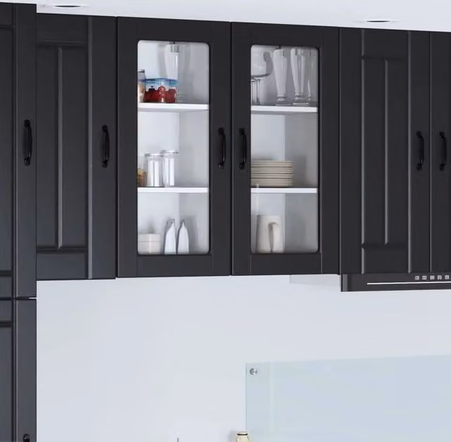 Mobile da cucina 2 pz-Set di 2 Armadio da cucina Nero 40 x 31 x 80 cm Legno multistrato 244930