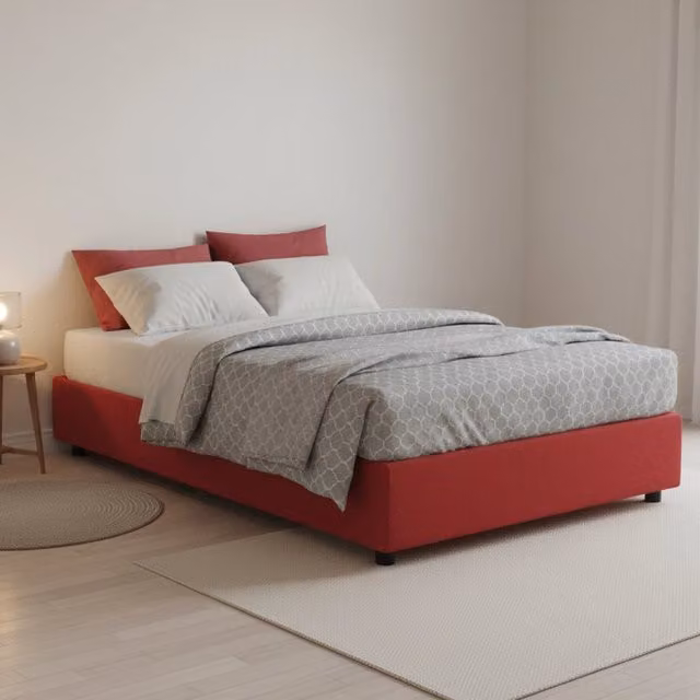 Letto Alvise Talamo Italia con Materasso Incluso, Rosso, L/P/H: 120 x 200 x 135 cm