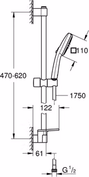 GROHE Tempesta Cube 110 set doccia 279283 600mm 2 tipi di getto mensola cromo