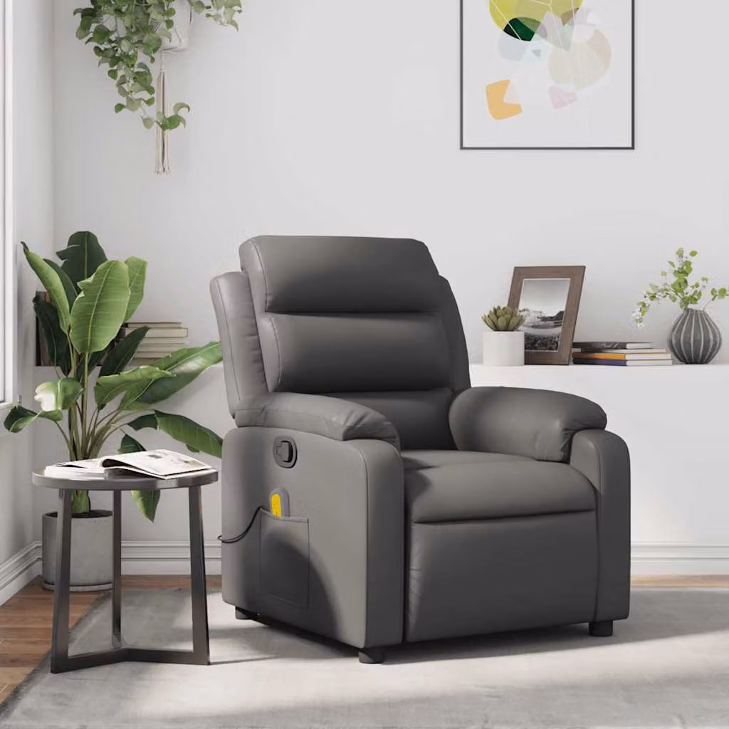 vidaXL Poltrona Reclinabile Relax in Similpelle Grigia con Braccioli