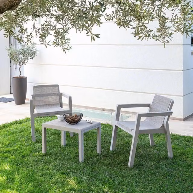 Set salotto da giardino Toomax Riviera con divano 2 posti e tavolino da caffè, colore grigio, in tessuto textilene resistente alle intemperie – 1